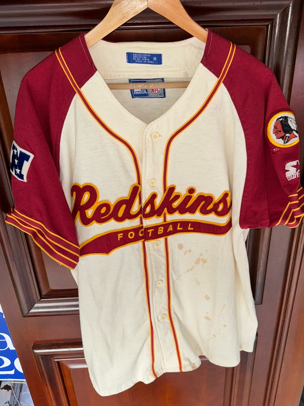 Retro style 90’s Starter NFL Washington Redskins Baseball Jersey Original Logo